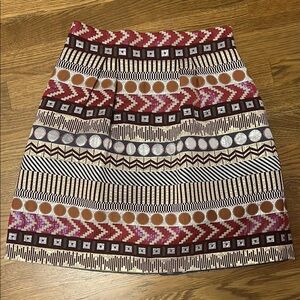 Anthropology- Nomad Red and Black A-Line Mini Skirt Casual Resort Wear